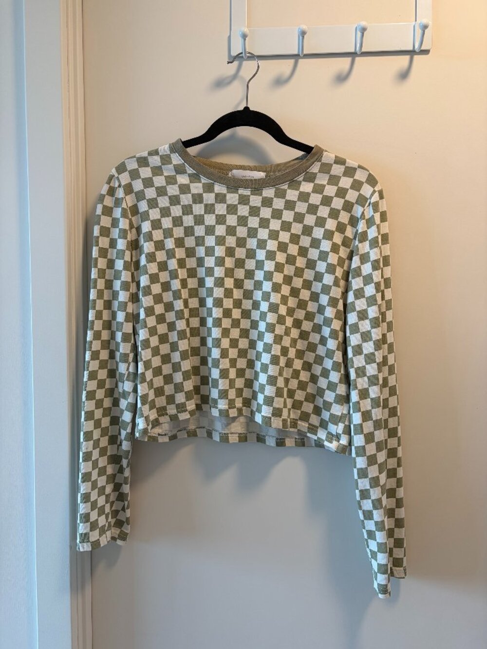Oak + Fort - Green and White Checkered Shirt - Size L